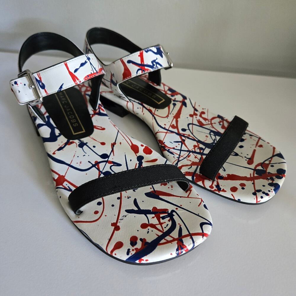 Marc Jacobs Elizabeth Multi-Color Paint Splatter Flat Sandal, Size 38 / US 8 - Picture 9 of 11
